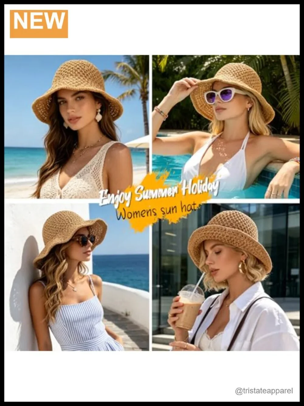 Women's Straw Sun Hat Foldable Packable Handwoven Beach Bucket Hat with Wired